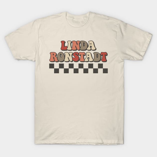 Linda Ronstadt Checkered Retro Groovy Style T-Shirt by Lucas Bearmonster